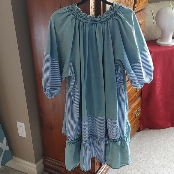 Free People Keegan High Low Denim Cotton Patchwork/Tunic Dress Size Small - Picture 2 of 13